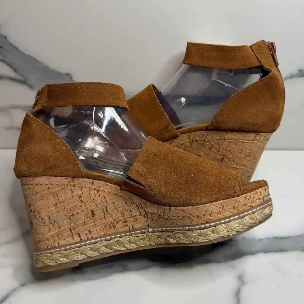 Dolce Vita Women's Brown Suede Otto Sandals Sz 10 Platform Wedge Festival Boho